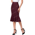 Kate Kasin Occident Women's Fashion OL Causal Wine red Mermaid Hips-Wrapped Pencil Skirt KK000241-2